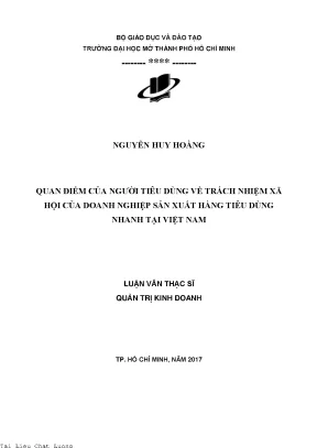 Quan điểm của người tiêu dùng về trách nhiệm xã hội của doanh nghiệp sản xuất hàng tiêu dùng nhanh tại việt nam