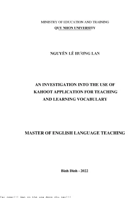 An investigation into the use of kahoot applacation for teaching and learning vocabulary khảo sát về việc sử dụng ứng dụng kahoot để dạy và học từ vựng