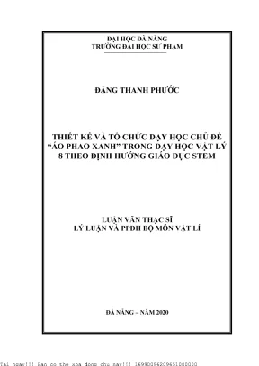 Thiết kế và tổ chức dạy học chủ đề áo phao xanh trong dạy học vật lý 8 theo định hướng giáo dục stem