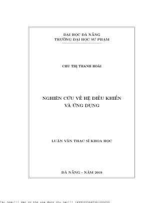 Nghiên cứu về hệ điều khiển và ứng dụng