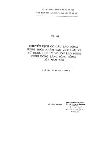 Chuyển dịch cơ cấu lao động nông thôn nhằm tạo việc làm và sử dụng hợp lý nguồn lao động đồng bằng sông hồng đến năm 2000