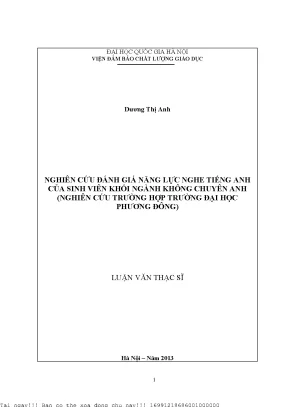 Nghiên cứu đánh giá năng lực nghe tiếng anh của sinh viên khối ngành không chuyên anh nghiên cứu trường hợp trường đại học phương đông