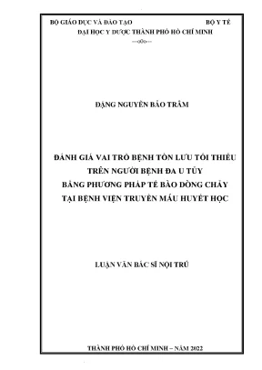 Đánh giá vai trò bệnh tồn lưu tối thiểu trên bệnh nhân đa u tủy bằng phương pháp tế bào dòng chảy tại bệnh viện truyền máu huyết học