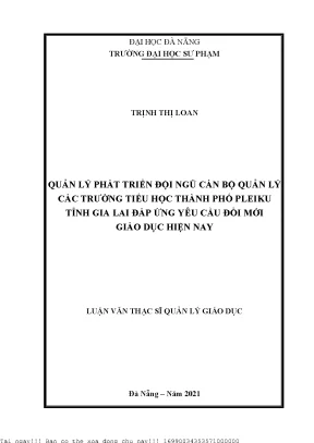 Quản lý phát triển đội ngũ cán bộ quản lý các trường tiểu học thành phố pleiku tỉnh gia lai đáp ứng yêu cầu đổi mới giáo dục hiện nay