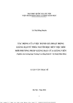 Tác động của việc đánh giá hoạt động giảng dạy từ phía người học đến việc đổi mới phương pháp giảng dạy của giảng viên