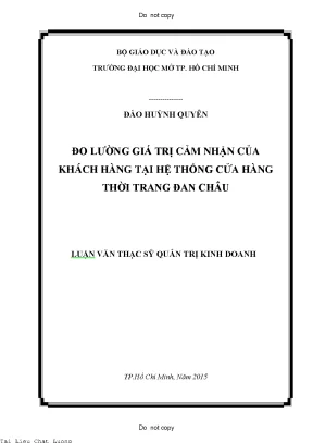 Đo lường giá trị cảm nhận của khách hàng tại hệ thống cửa hàng thời trang đan châu