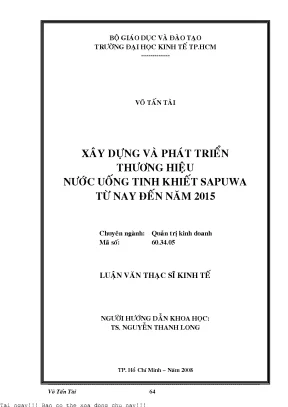 Xây dựng và phát triển thương hiệu nước uống tinh khiết sapuwa từ nay đến năm 2015