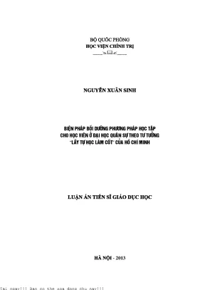 Biện pháp bồi dưỡng phương pháp học tập cho học viên ở đại học quân sự theo tư tưởng lấy tự học làm cốt của hồ chí minh