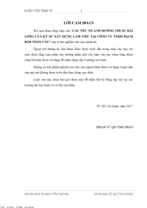 Các yếu tố ảnh hưởng tới sự hài lòng của kỹ sư xây dựng làm việc tại công ty tnhh bạch kim toàn cầu