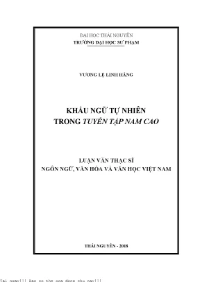 Khẩu ngữ tự nhiên trong tuyển tập nam cao