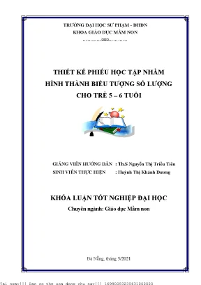 Thiết kế phiếu học tập nhằm hình thành biểu tượng số lượng cho trẻ 5 6 tuổi