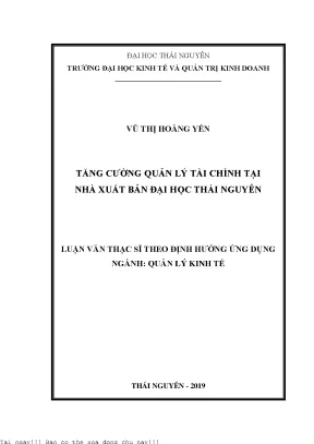 Tăng cường quản lý tài chính tại nhà xuất bản đại học thái nguyên