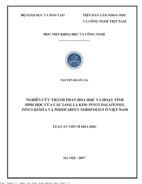 Nghiên cứu thành phần hóa học và hoạt tính sinh học của các loài lá kim pinus dalatensis pinus kesiya và podocarpus neriifolius ở việt nam