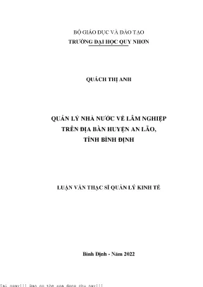 Quản lý nhà nước về lâm nghiệp trên địa bàn huyện an lão tỉnh bình định
