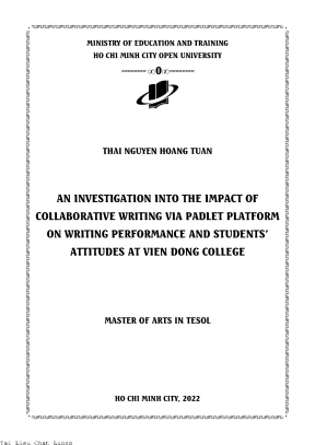 An investigation into the impact of collaborative writing via padlet platform on writing performance and students attitudes at vien dong college