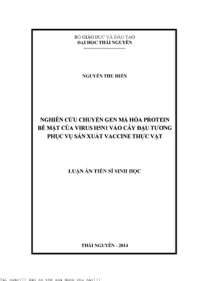 Nghiên cứu chuyển gen mã hóa protein bề mặt của virut h5n1 vào cây đậu tương phục vụ sản xuất vaccine thực vật