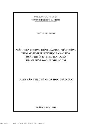 Phát triển chương trình giáo dục nhà trường theo mô hình trường học đa văn hóa ở các trường trung học cơ sở thành phố lào cai tỉnh lào cai