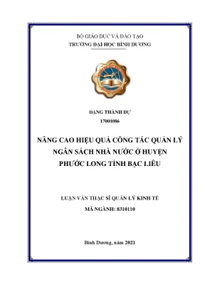 Nâng cao hiệu quả công tác quản lý ngân sách nhà nước ở huyện phước long tỉnh bạc liêu