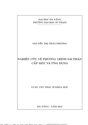 Nghiên cứu về phương trình sai phân cấp một và ứng dụng