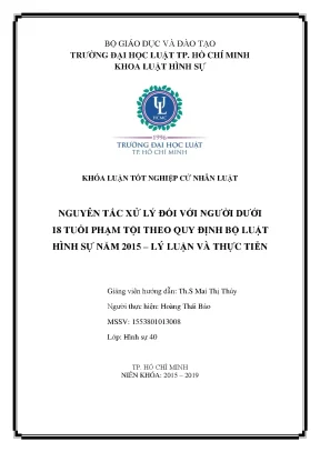 Nguyên tắc xử lý đối với người dưới 18 tuổi phạm tội theo quy định bộ luật hình sự năm 2015 lý luận và thực tiễn