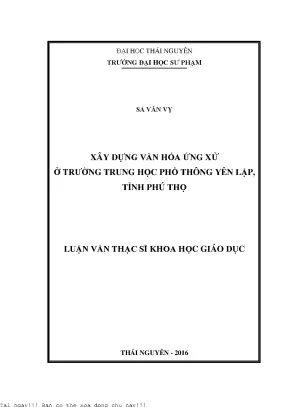 Xây dựng văn hóa ứng xử ở trường trung học phổ thông yên lập tỉnh phú thọ