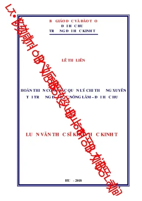 Hoàn thiện công tác quản lý chi thường xuyên tại đại học nông lâm đại học huế