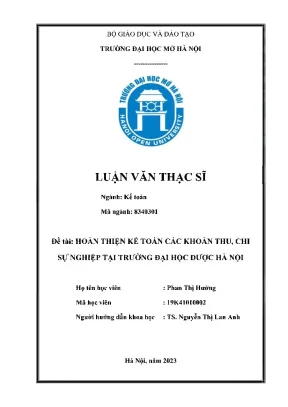 Hoàn thiện kế toán các khoản thu chi sự nghiệp tại trường đại học dược hà nội