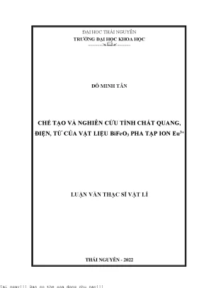 Chế tạo và nghiên cứu tính chất quang điện từ của vật liệu bifeo3 pha tạp ion eu3