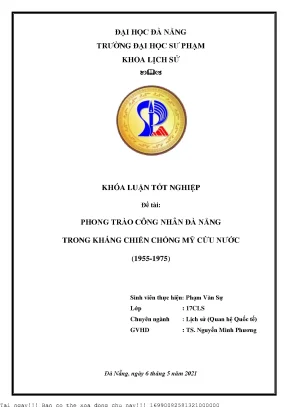 Phong trào công nhân đà nẵng trong kháng chiến chống mỹ cứu nước 1955 1975
