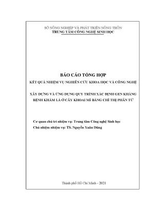 Xây dựng và ứng dụng quy trình xác định gene kháng bệnh khảm lá ở cây khoai mì bằng chỉ thị phân tử
