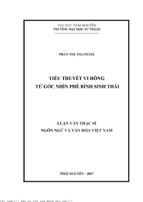 Tiểu thuyết vi hồng từ góc nhìn phê bình sinh thái