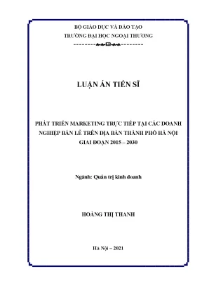 Phát triển marketing trực tiếp tại các doanh nghiệp bán lẻ trên địa bàn thành phố hà nội giai đoạn 2015 2030