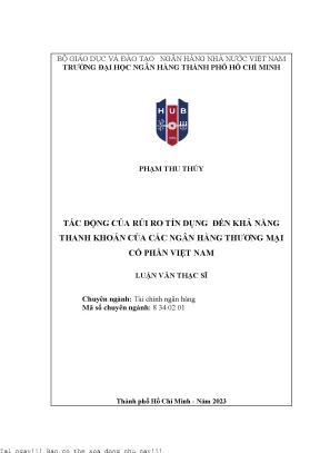 Tác động của rủi ro tín dụng đến khả năng thanh khoản của các ngân hàng thương mại cổ phần việt nam 2023