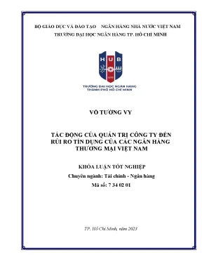 Tác động của quản trị công ty đến rủi ro tín dụng cùa các ngân hàng thương mại việt nam
