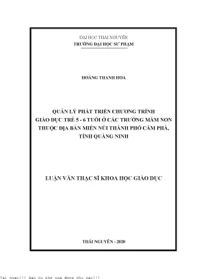 Quản lý phát triển chương trình giáo dục trẻ 5 6 tuổi ở các trường mầm non thuộc địa bàn miền núi thành phố cẩm phả tỉnh quảng ninh