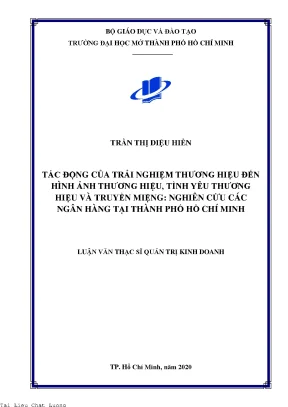Tác động của trải nghiệm thương hiệu đến hình ảnh thương hiệu tình yêu thương hiệu và truyền miệng
