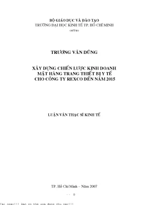 Xây dựng chiến lược kinh doanh phát triển mặt hàng trang thiết bị y tế cho công ty rexco đến năm 2015