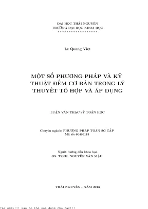 Một số phương pháp và kỹ thuật đếm cơ bản trong lý thuyết tổ hợp và áp dụng