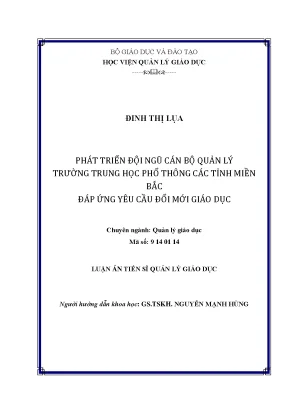 Phát triển đội ngũ cán bộ quản lý trường trung học phổ thông các tỉnh miền bắc đáp ứng yêu cầu đổi mới giáo dục