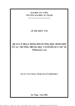 Quản lý hoạt động bồi dưỡng học sinh giỏi ở các trường trung học cơ sở huyện chư sê tỉnh gia lai