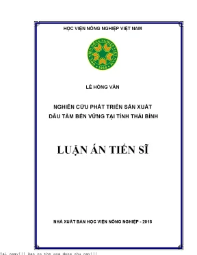 Nghiên cứu phát triển sản xuất dâu tằm bền vững tại tỉnh thái bình