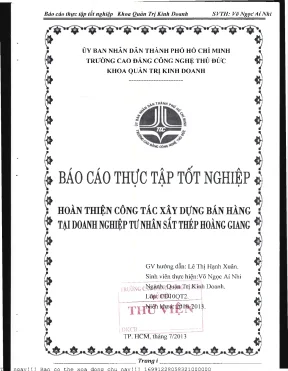 Hoàn thiện công tác xây dựng kế hoạch bán hàng tại doanh nghiệp tư nhân sắt thép hoàng giang