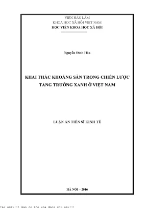 Khai thác khoáng sản trong chiến lược tăng trưởng xanh ở việt nam