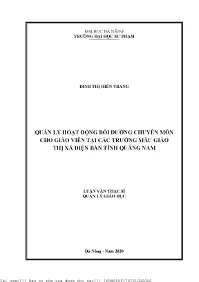 Quản lý hoạt động bồi dưỡng chuyên môn cho giáo viên tại các trường mẫu giáo thị xã điện bàn tỉnh quảng nam