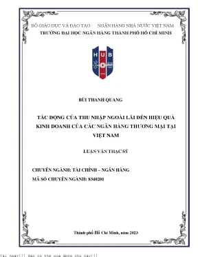 Tác động của thu nhập ngoài lãi đến hiệu quả kinh doanh của các ngân hàng thương mại tại việt nam 2023