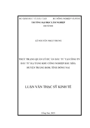 Thực trạng quản lý dự án đầu tư tại công ty đầu tư hạ tầng khu công nghiệp bàu xéo huyện trảng bom tỉnh đồng nai