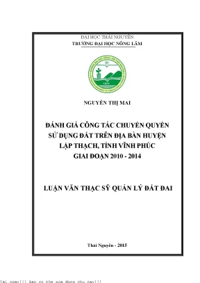 Đánh giá công tác chuyển quyền sử dụng đất trên địa bàn huyện lập thạch tỉnh vĩnh phúc