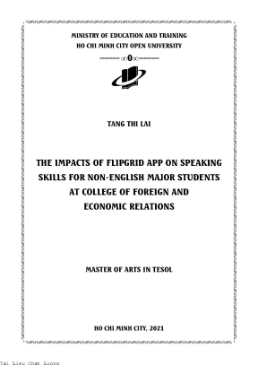 The impacts of flipgrid app on speaking skills for non english major students at college of foreign and economics relations tang thi lai phan thi ngoc thanh supervior