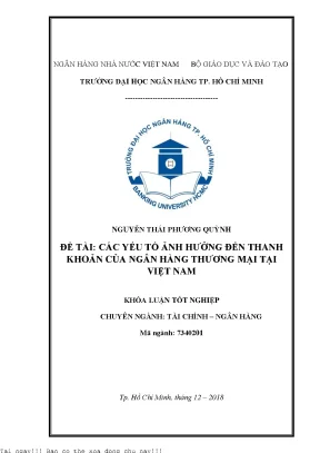 Các yếu tố ảnh hưởng đến thanh khoản của ngân hàng thương mại tại việt nam 2018
