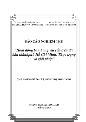 Hoạt động bán hàng đa cấp trên địa bàn tp hồ chí minh thực trạng và giải pháp